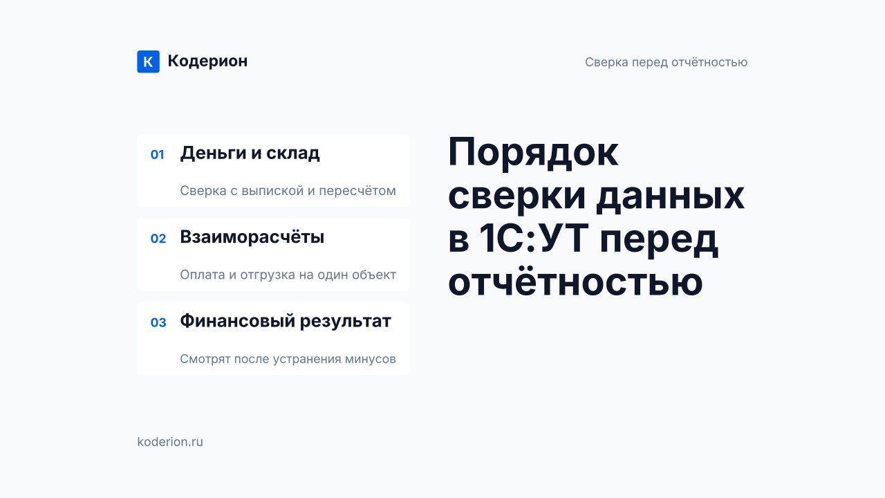 Отчёты 1С:УТ 11.5 для сверки данных перед отчётностью