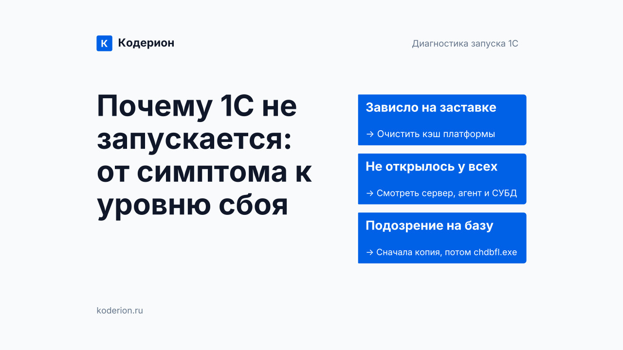 Почему не запускается 1С: разбор по симптомам